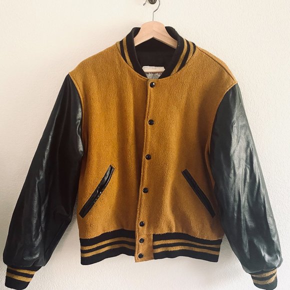 Modern Vintage Wool & Leather Letterman Varsity Jacket - Picture 2 of 6